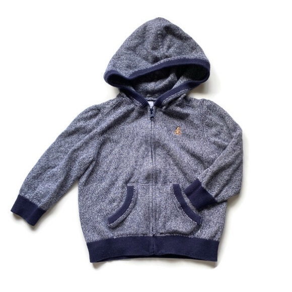 3 pieces Gap Blue Hoodie, DKNY Blue Fuzzy Vest, Blue H&M pants 18m - Picture 2 of 11